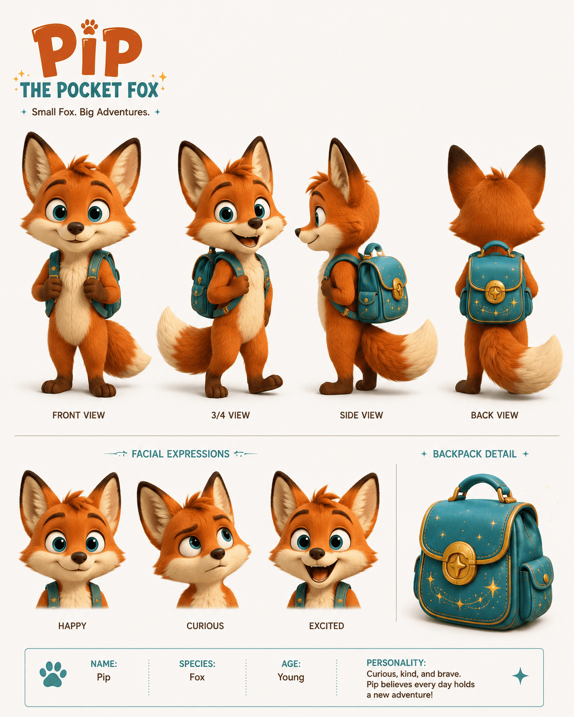 Pip the fox, a Wonder Willow character
